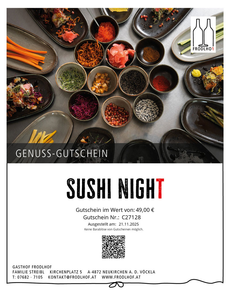 Gutschein für die Frodlhof Sushi-Night